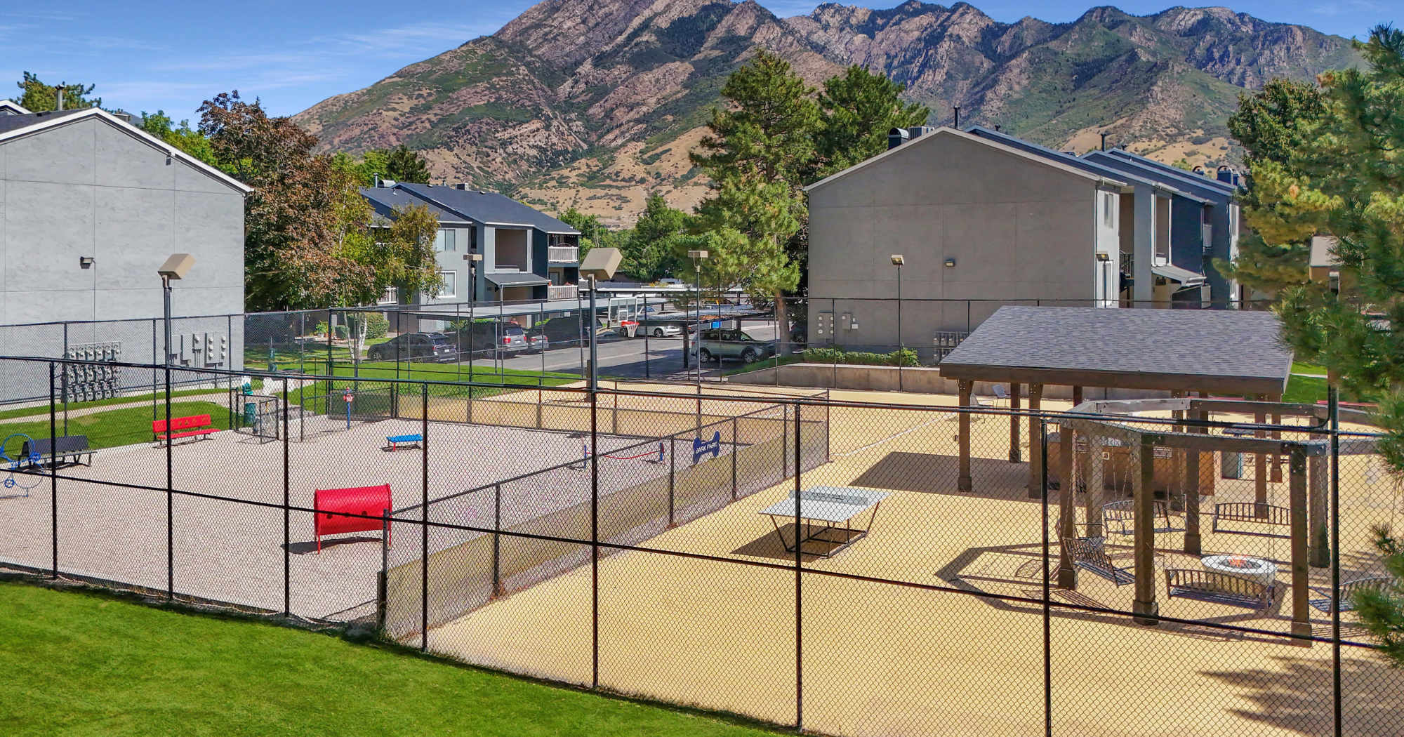 Outdoor seating at Salt Lake City, Utah apartments at Royal Farms Apartments