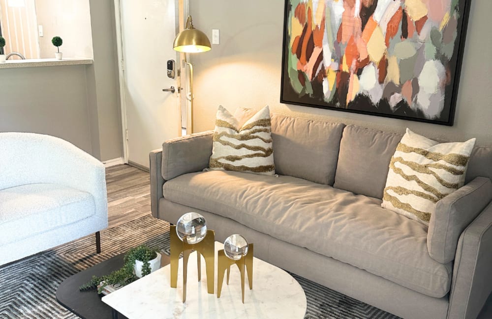 Living room of the apartment home at Walnut Ridge in Arlington, Texas