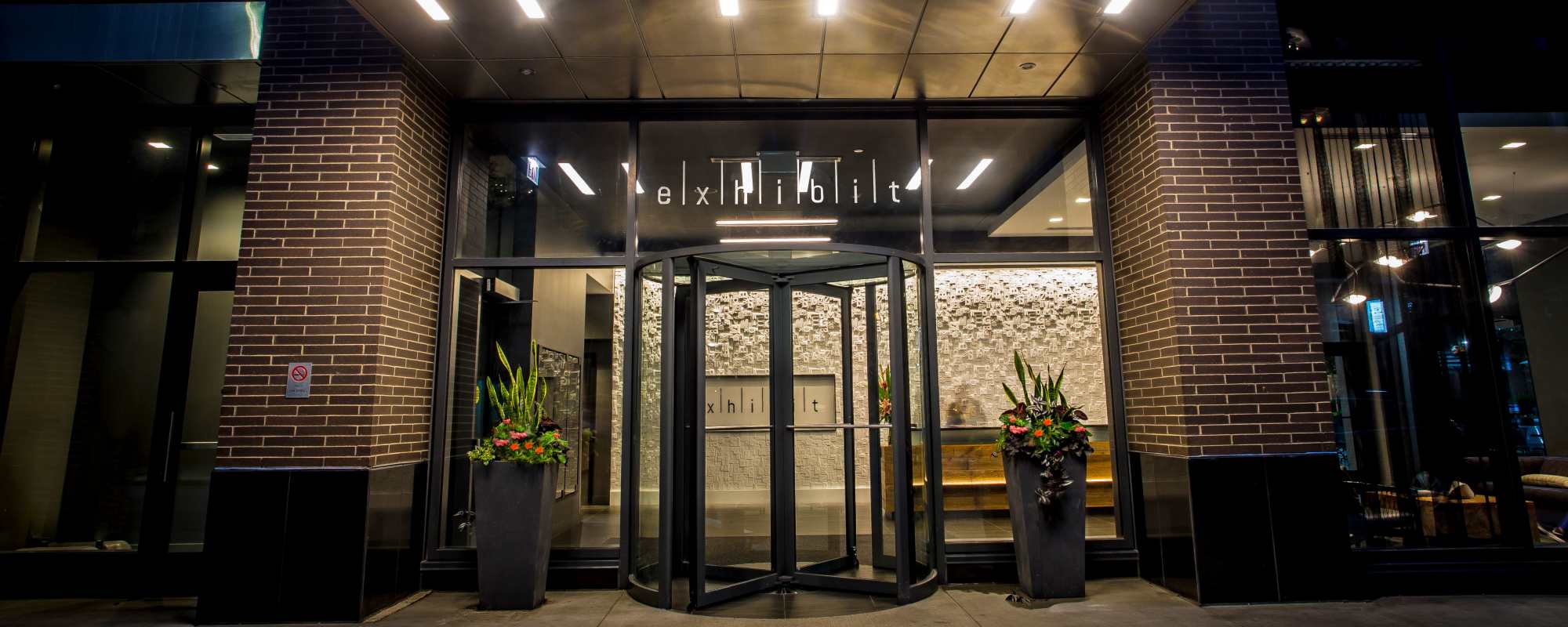 Building entrance at Exhibit On Superior in Chicago, Illinois