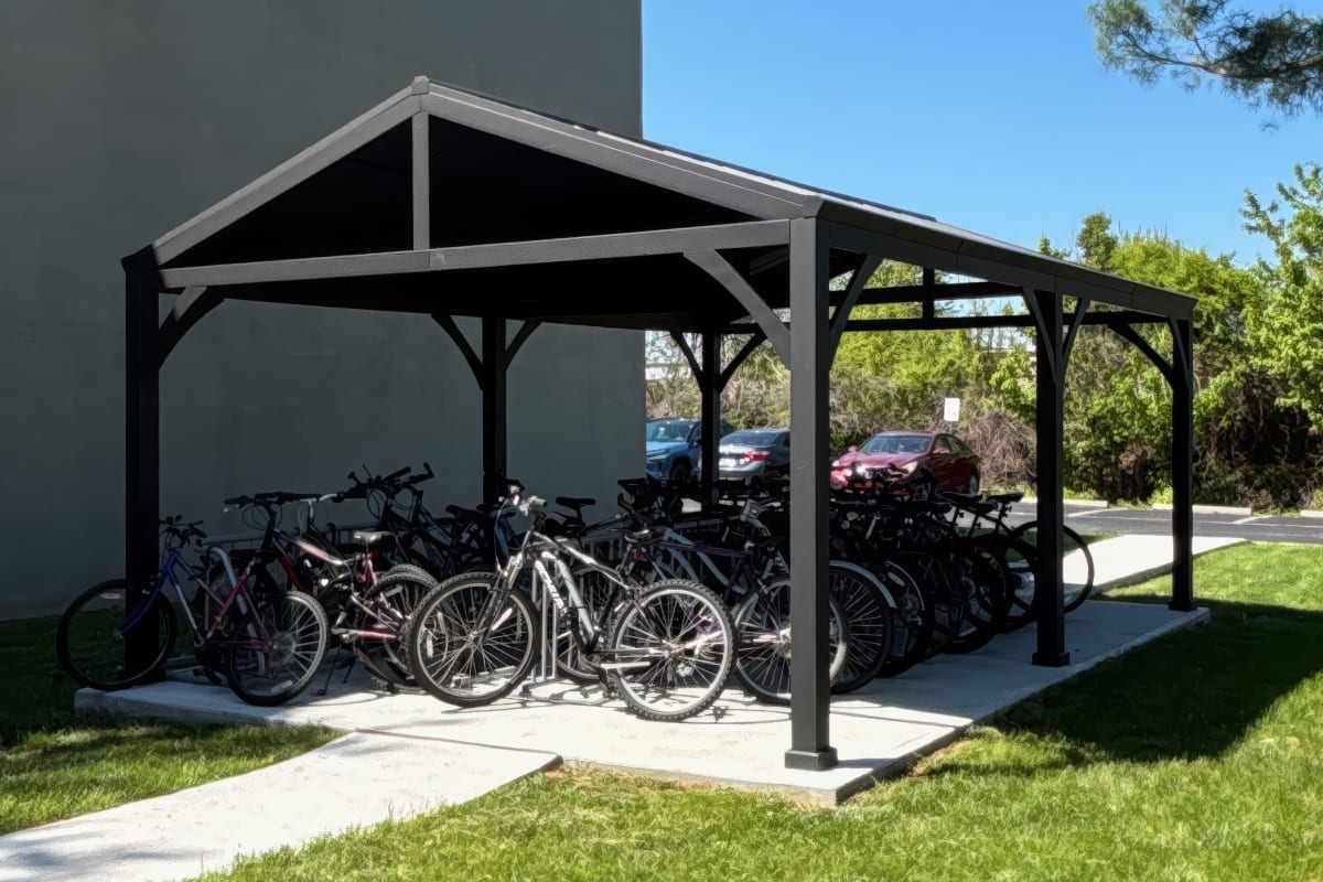 Covered outdoor bike storage at Colonial Garden in Newark, Delaware