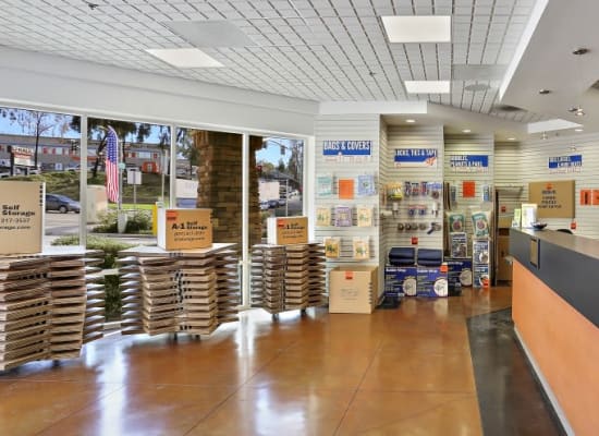 A variety of box sizes available at A-1 Self Storage in San Diego, California