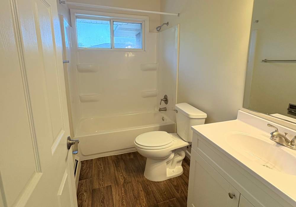 Apartment bathroom at Edgewood Group Apartments in Merrillville, Indiana