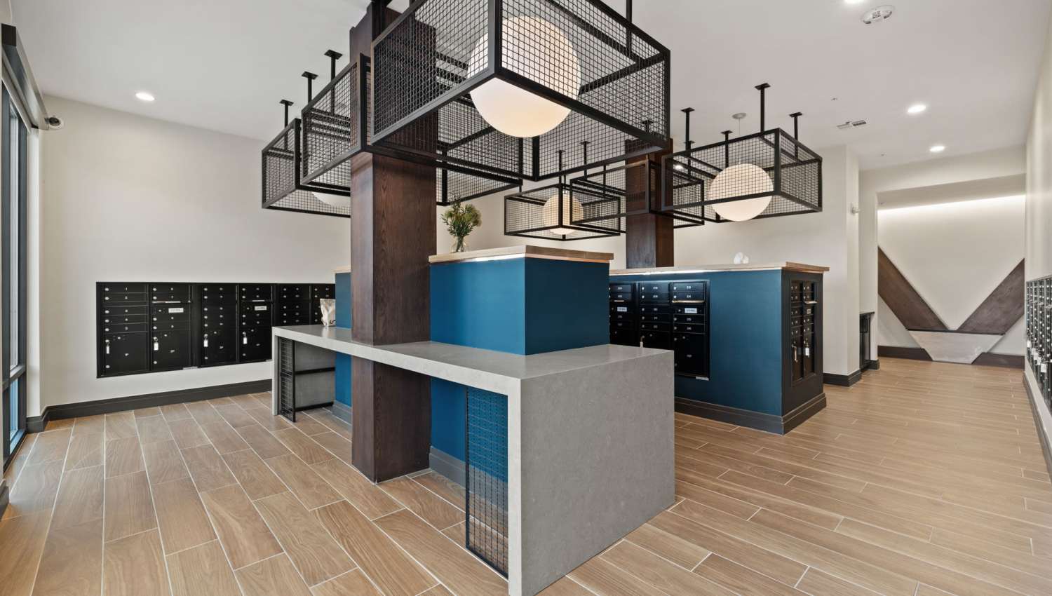  Interior view of a community parcel room at The Lock at Flatirons in Broomfield, Colorado