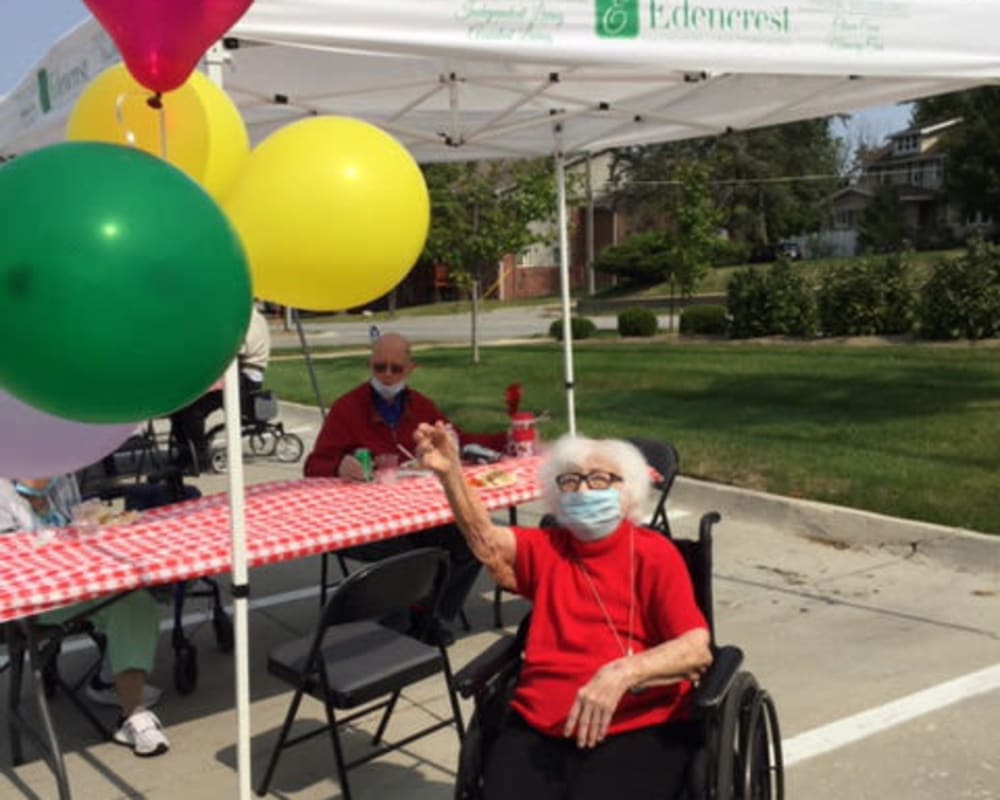 Resident enjoying activities outside at Edencrest at The Legacy in Norwalk, Iowa.