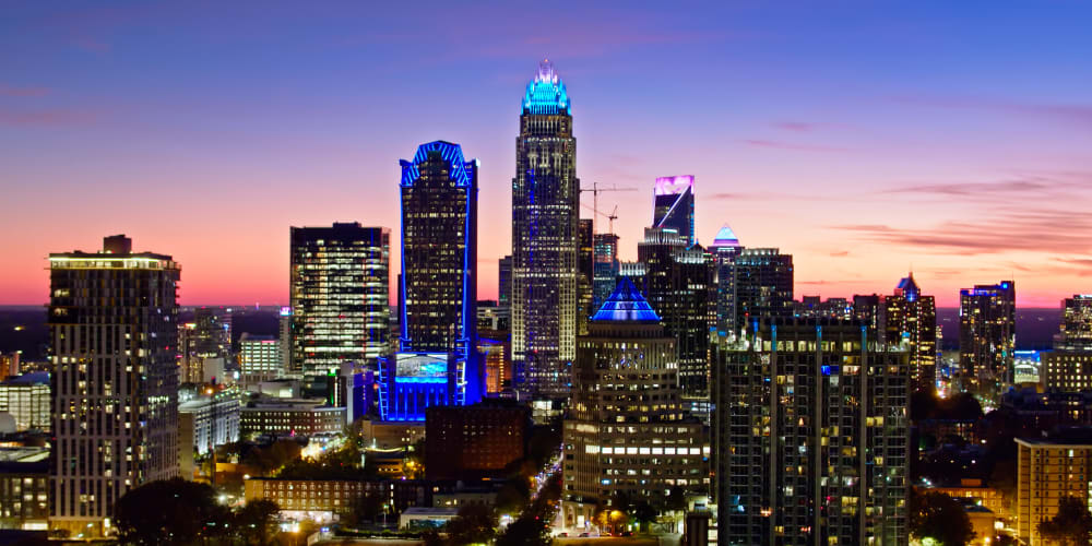 View of Charlotte cityscape, near Mosby Steele Creek