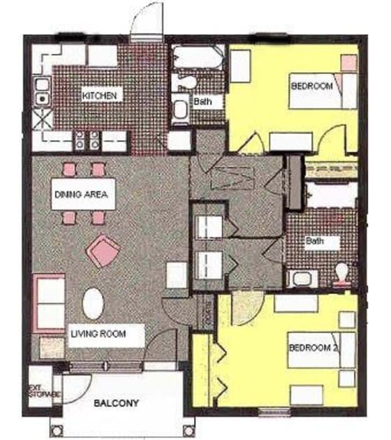 Two bedroom apartment at Wesley Park, a Methodist Homes of Alabama & Northwest Florida community. 