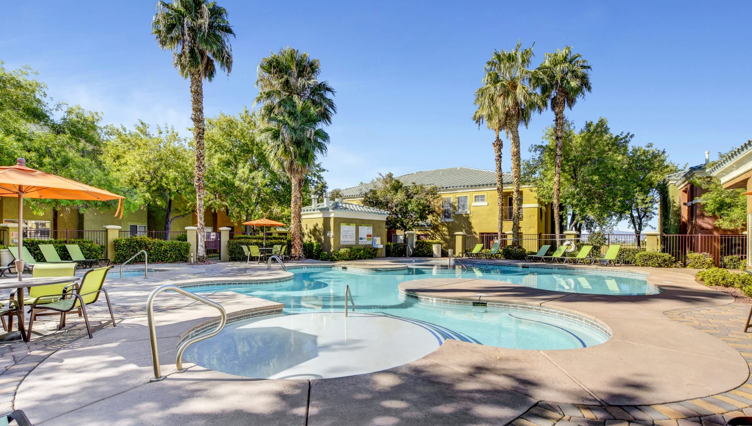Resort-style swimming pool at Arroyo Grande Apartments in Henderson, Nevada