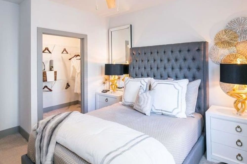 Model master bedroom with walk-in closet at Argon in Oklahoma City, Oklahoma