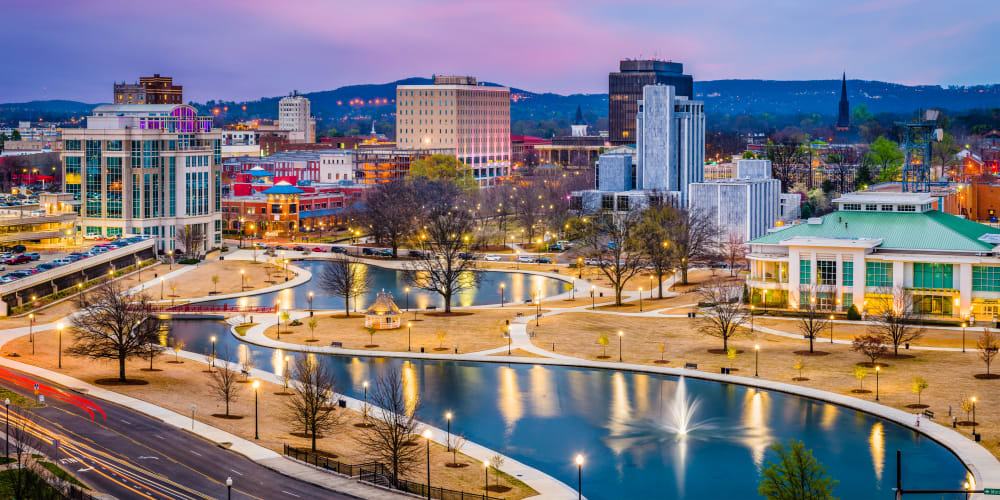 View of the city near Mosby Bridge Street in Huntsville, Alabama