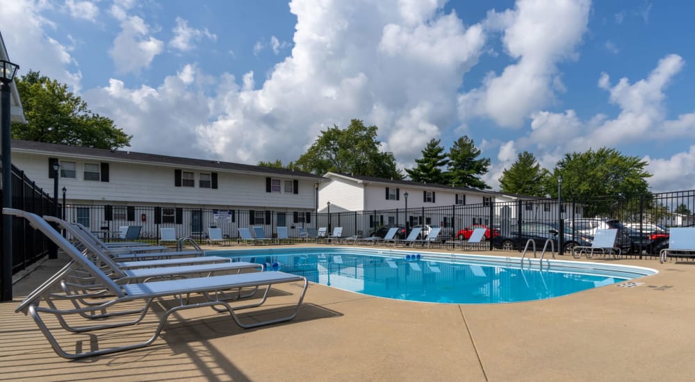 Resident swimming pool closeup at Spring Creek Townhomes in Springfield, Illinois