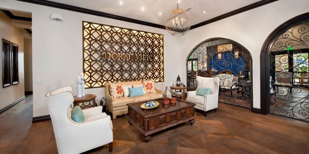 Luxurious resident clubhouse interior at Doral View Apartments in Miami, Florida