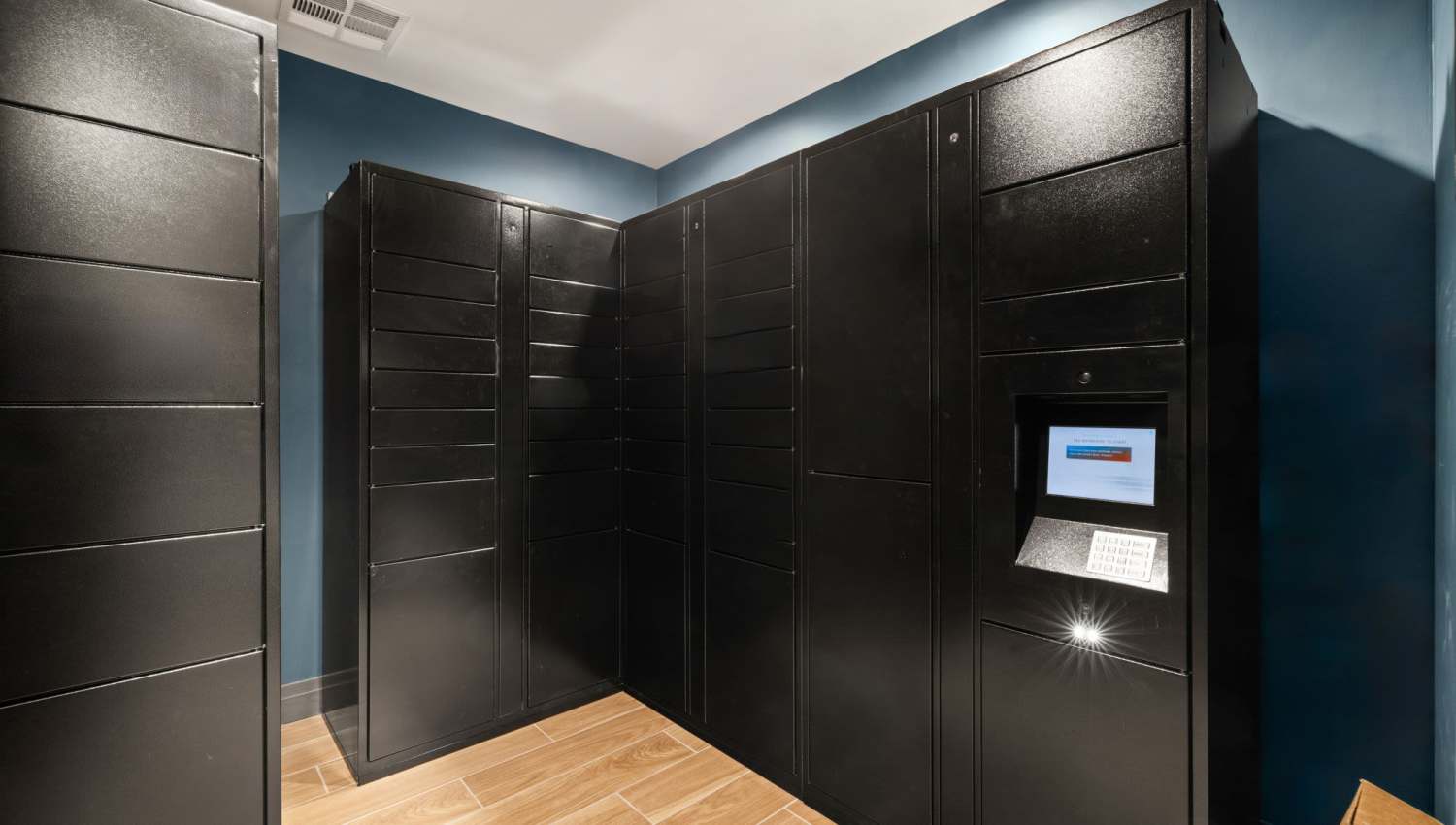 Community locker room with passwod protection at The Lock at Flatirons in Broomfield, Colorado