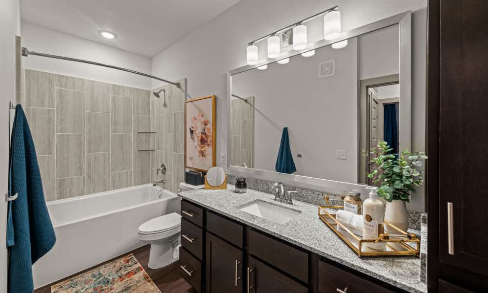 Bathroom with tub at Opal Point at Kyle in Kyle,Texas