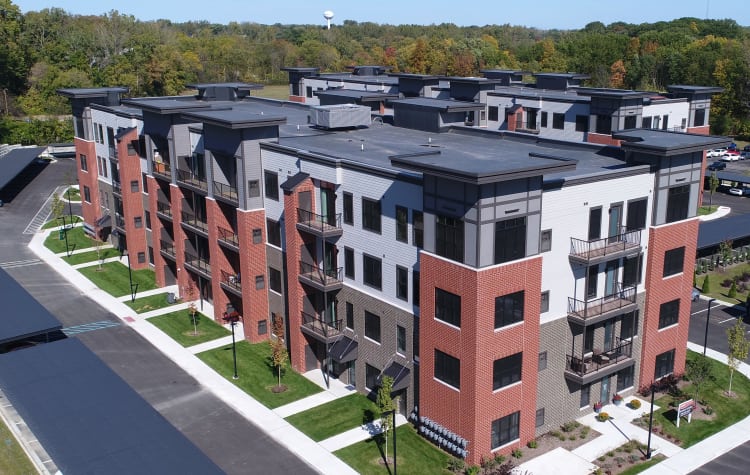 Beautiful exterior view of our apartments at Starkweather Lofts