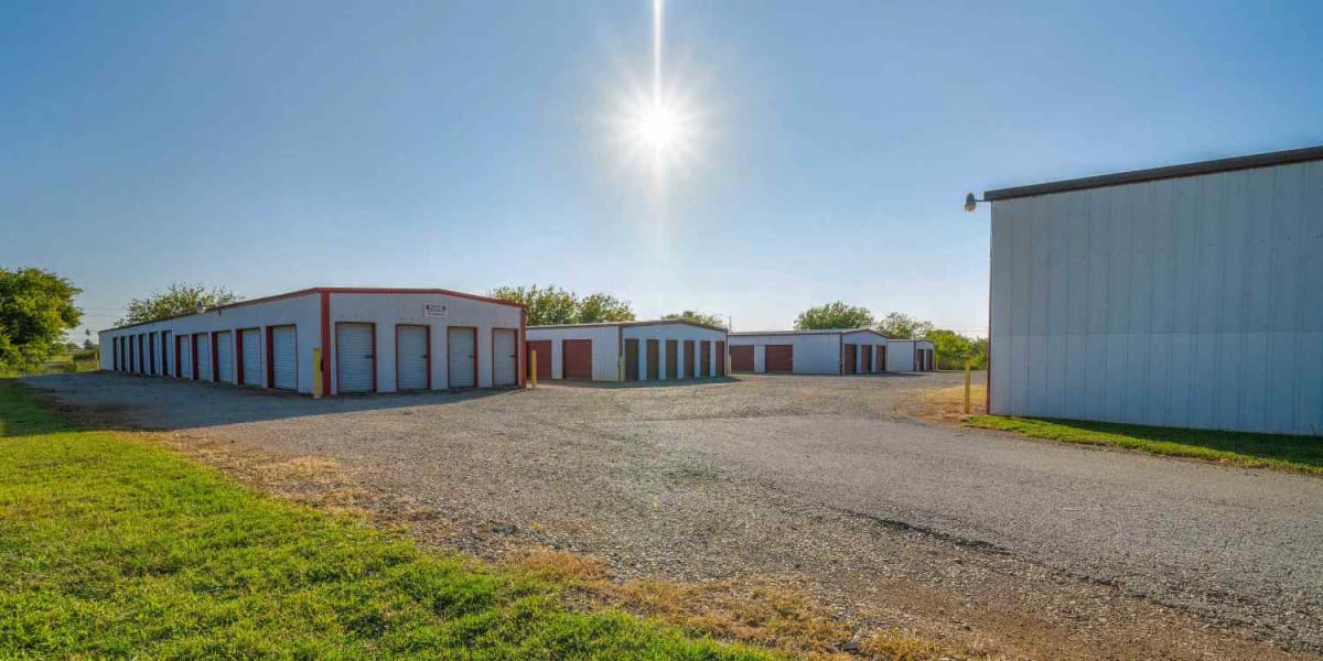 Drive-up outdoor storage units at StoreLine Self Storage in Wichita Falls, Texas