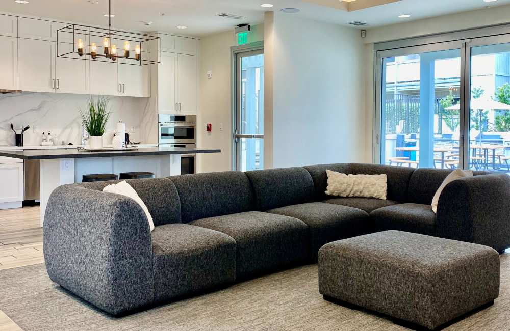 Sectional sofa in the clubhouse at Springwood Apartment Homes in Los Altos, California