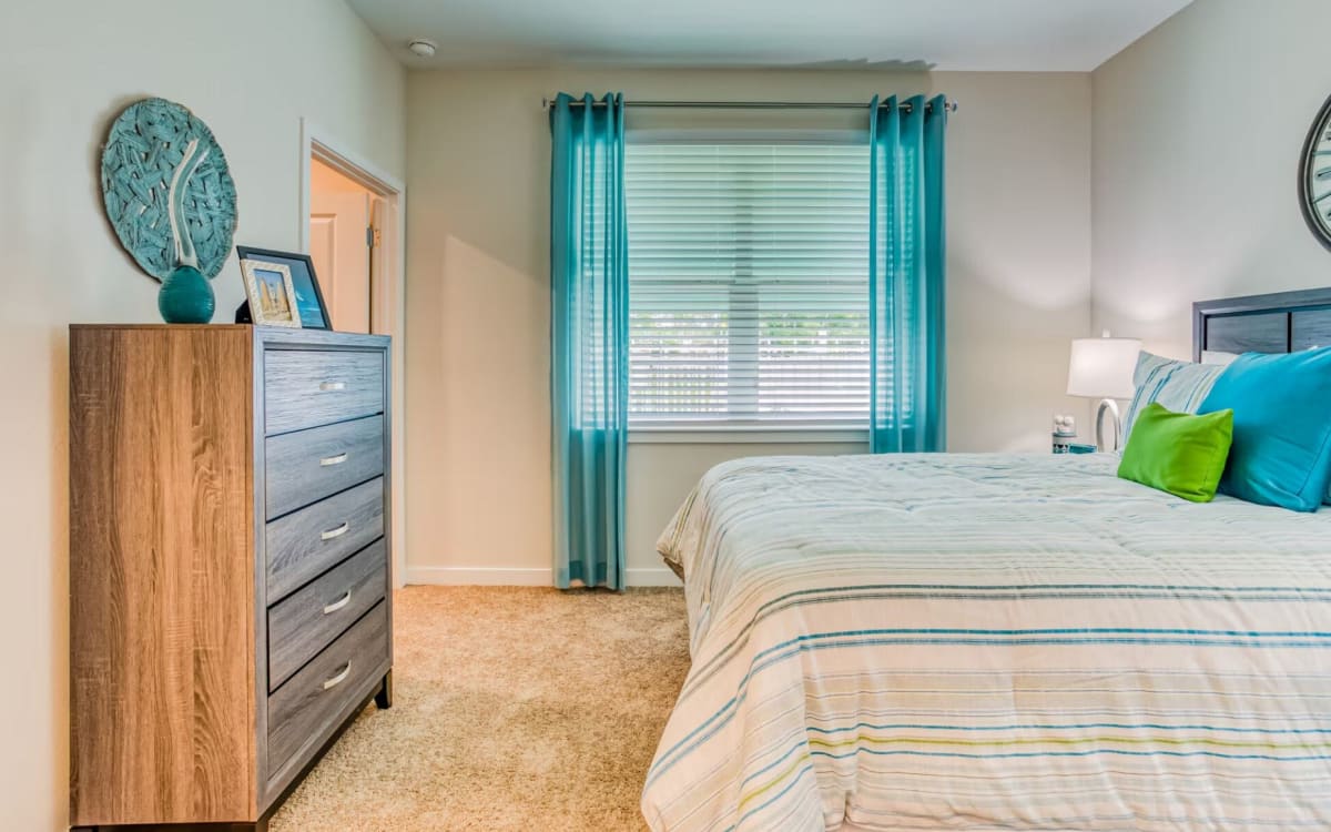 Bedroom with window at Waterline Bonita Springs in Bonita Springs, Florida