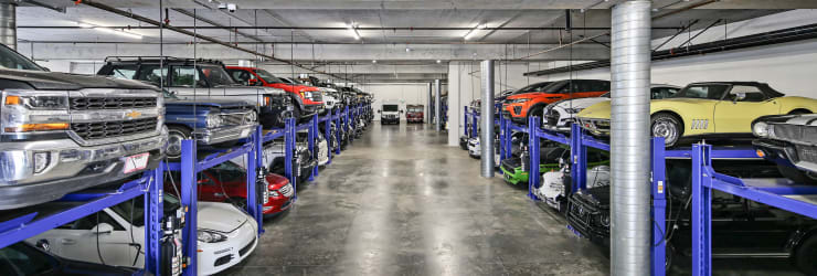 Cars parked and stacked at A-1 Car Storage - San Diego in San Diego, California - mobile