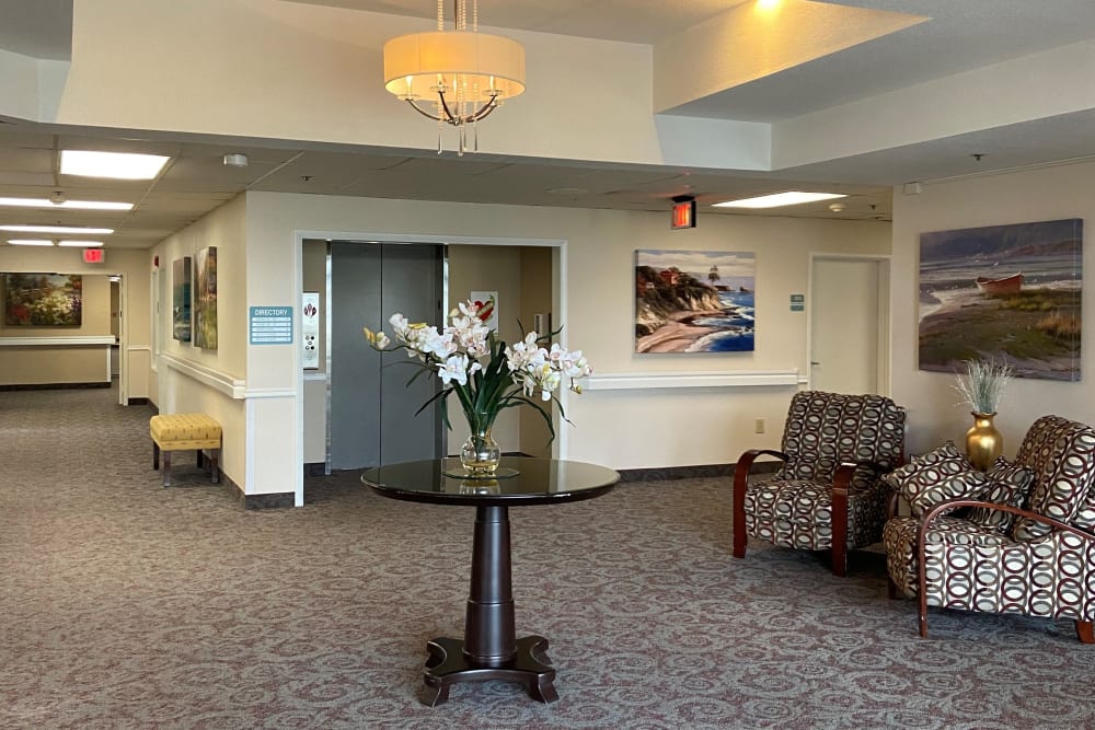 Lobby and elevator at Neawanna By The Sea in Seaside, Oregon