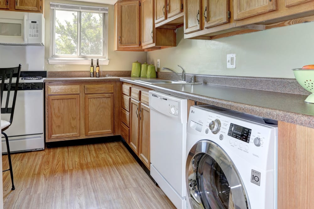 Model kitchen at Hamilton Springs Apartments in Baltimore, Maryland