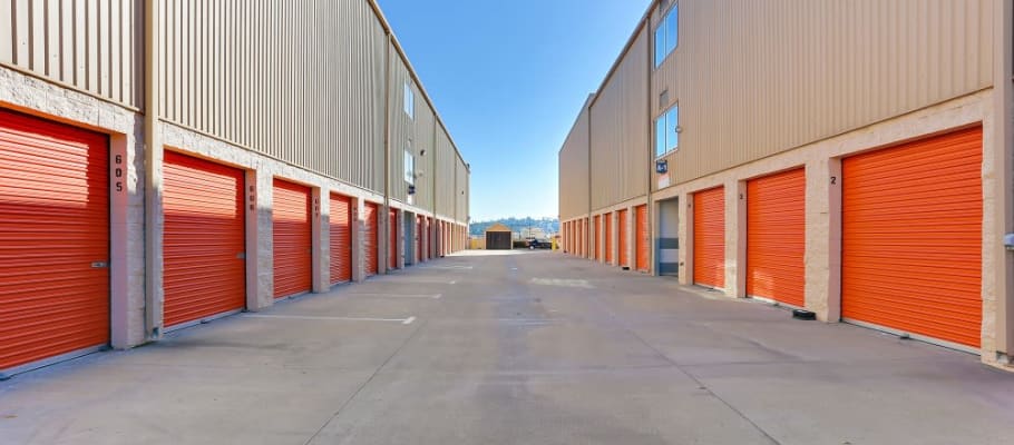 Wide driveways and easy access outside storage at A-1 Self Storage in La Habra, California