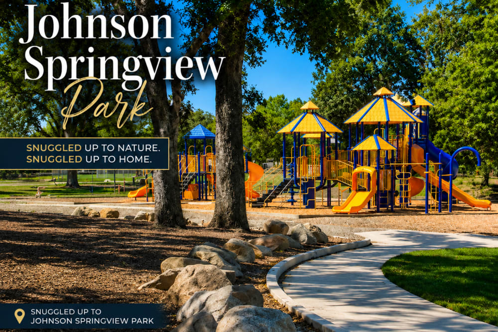 Playground with slides and structures at Johnson Springview Park near The Everette in Rocklin, California