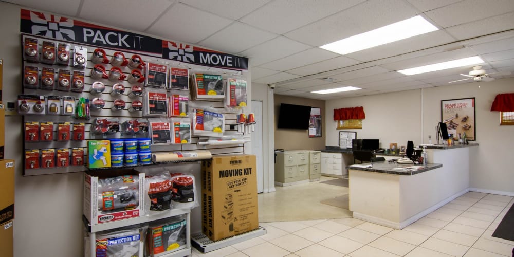 An assortment of packing and moving supplies available at StorQuest Self Storage in Port St Lucie, Florida