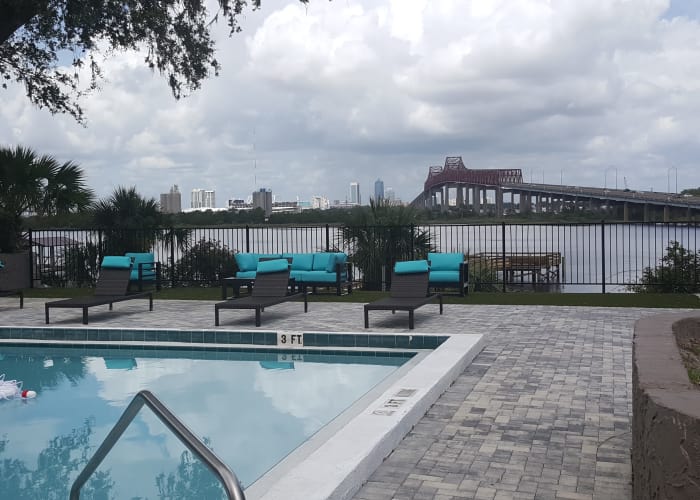 Newly renovated swimming pool at Pier 5350 in Jacksonville, Florida