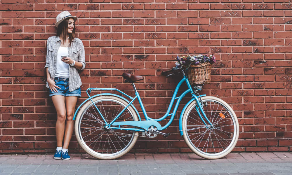 Girl with bike near Estancia Estates in Dallas, Texas