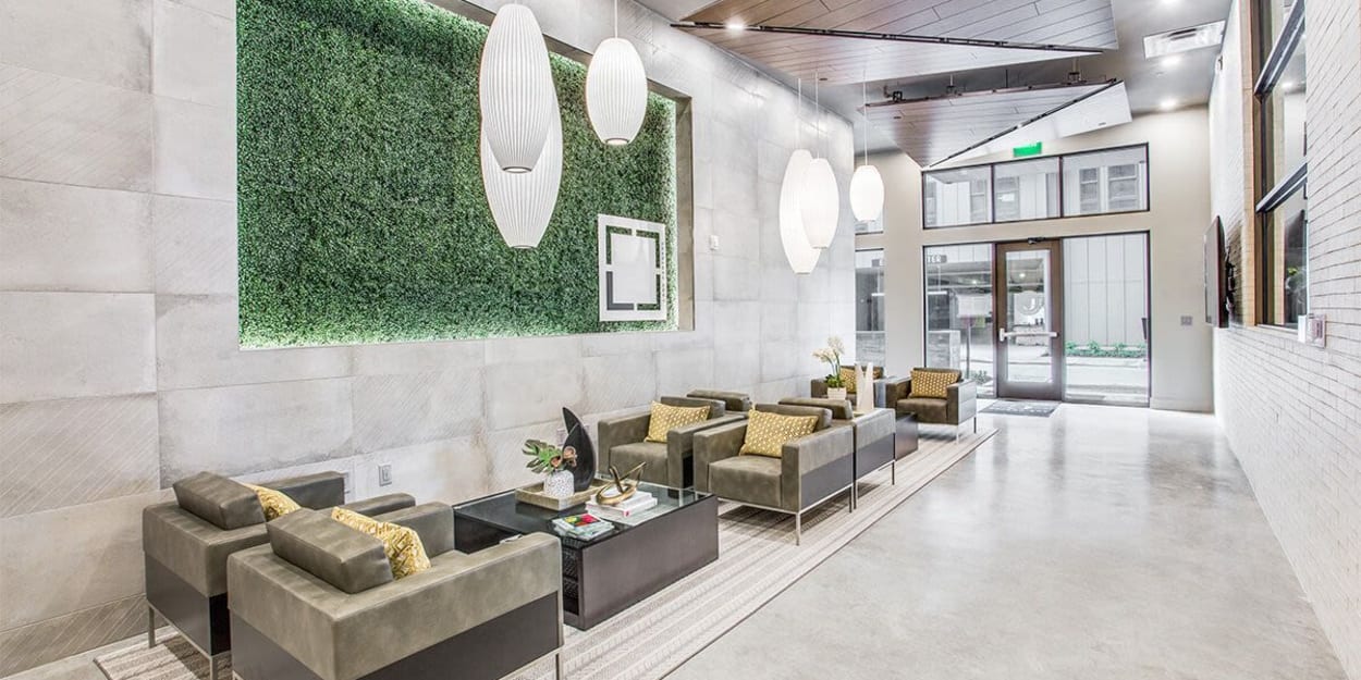 Lobby area  with comfortable furniture at The Cooper, Fort Worth, Texas