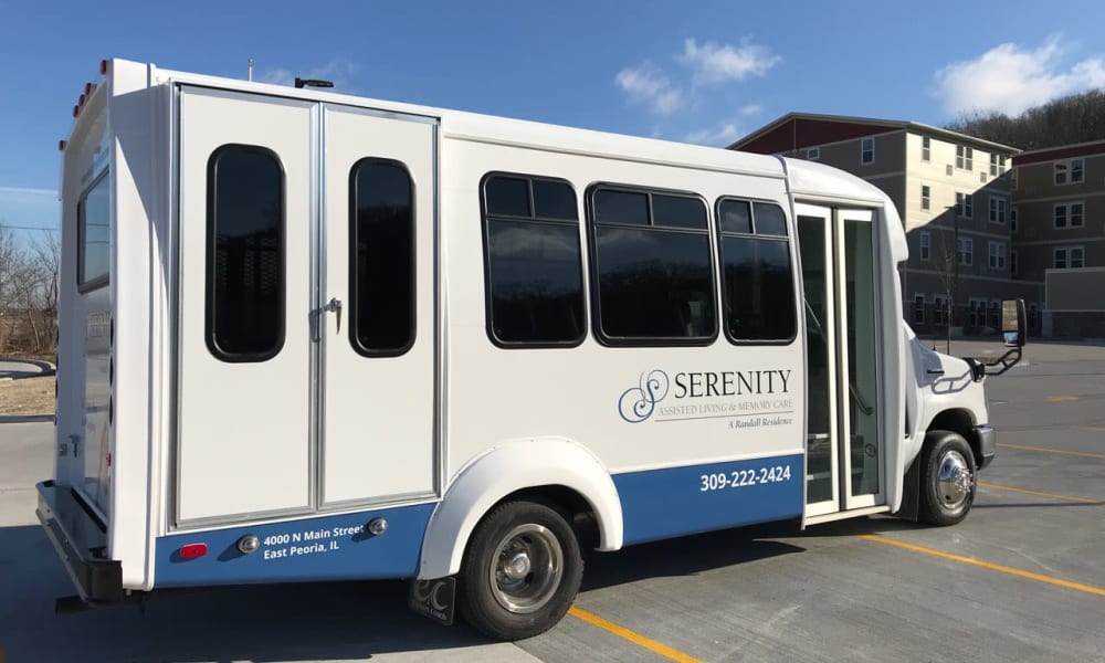 Community travel bus at Serenity in East Peoria, Illinois