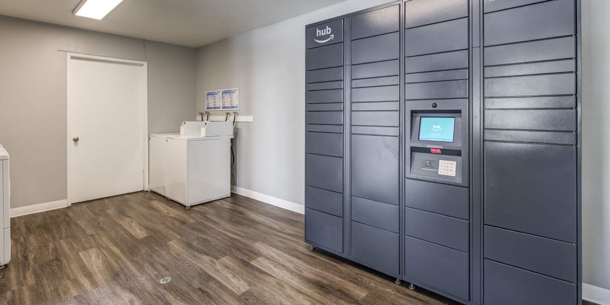 Package lockers for your convenience at Kendallwood Apartments in Whittier, California