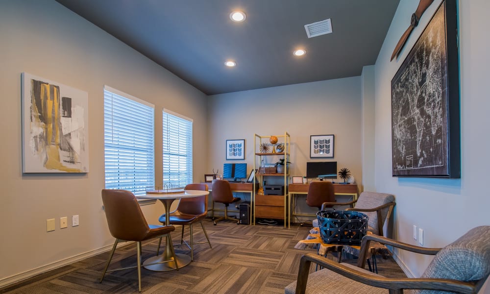 Computer area at The Remington Apartments in Wichita, Kansas