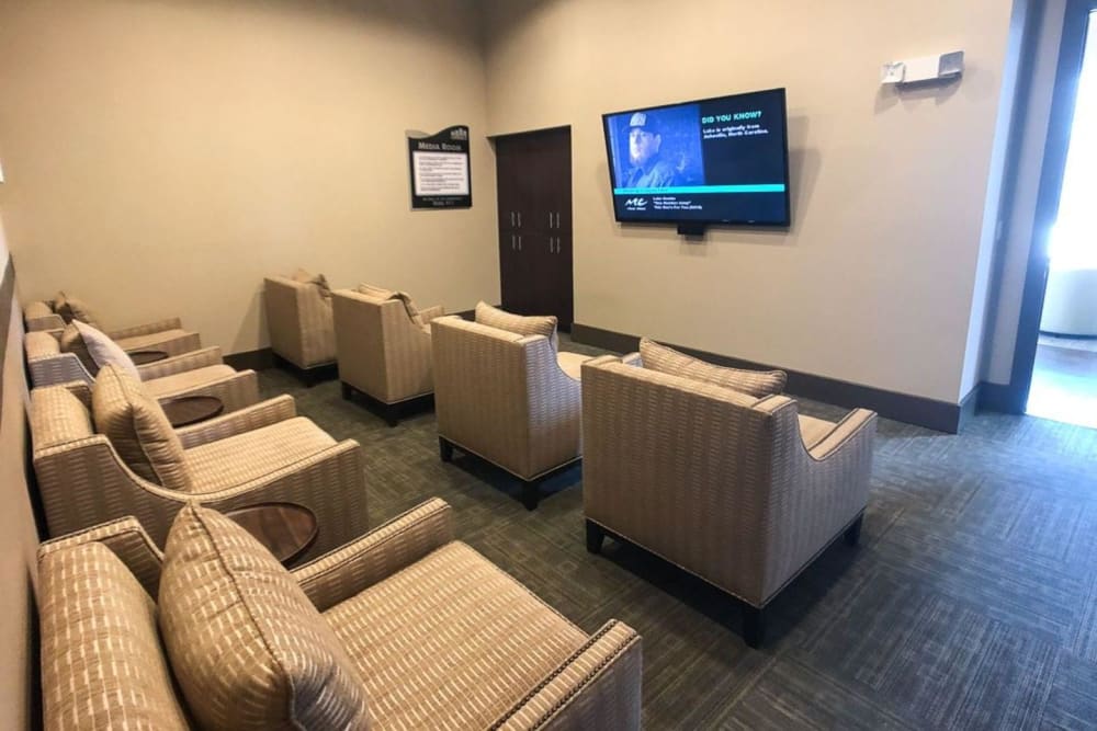 Clubhouse theater room with luxurious seating at The BLVD in San Angelo, Texas