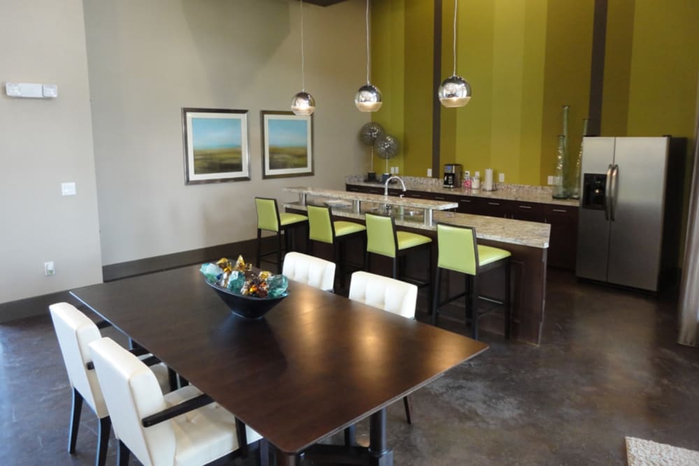 Clubhouse kitchen and dining area at The BLVD in San Angelo, Texas