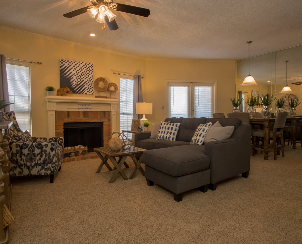 Spacious living room at One Eton Square in Tulsa, Oklahoma