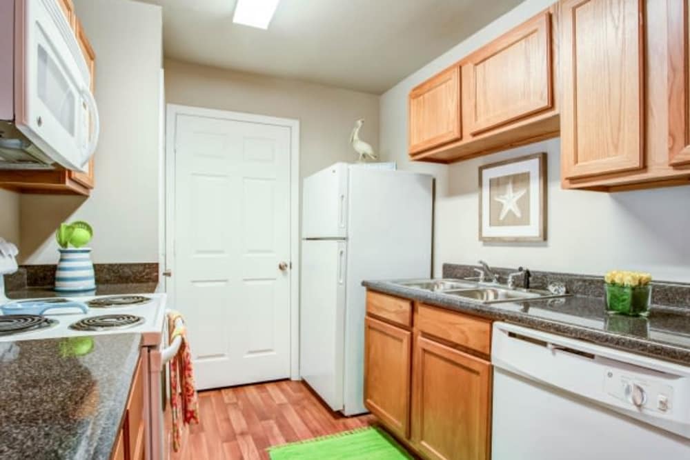 Galley-style kitchen at Grand Biscayne