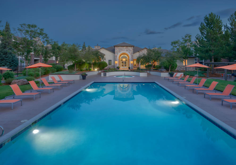 Swimming pool at Legend Oaks Apartments in Aurora, Colorado