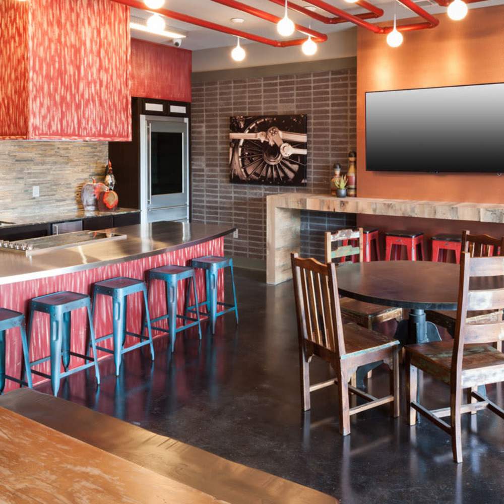 Clubhouse kitchen at Pike West Commerce in Dallas, Texas