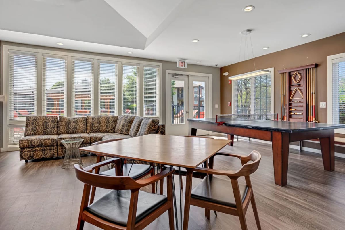 Ping pong table in the clubhouse at Orchard Village in Aurora, Illinois