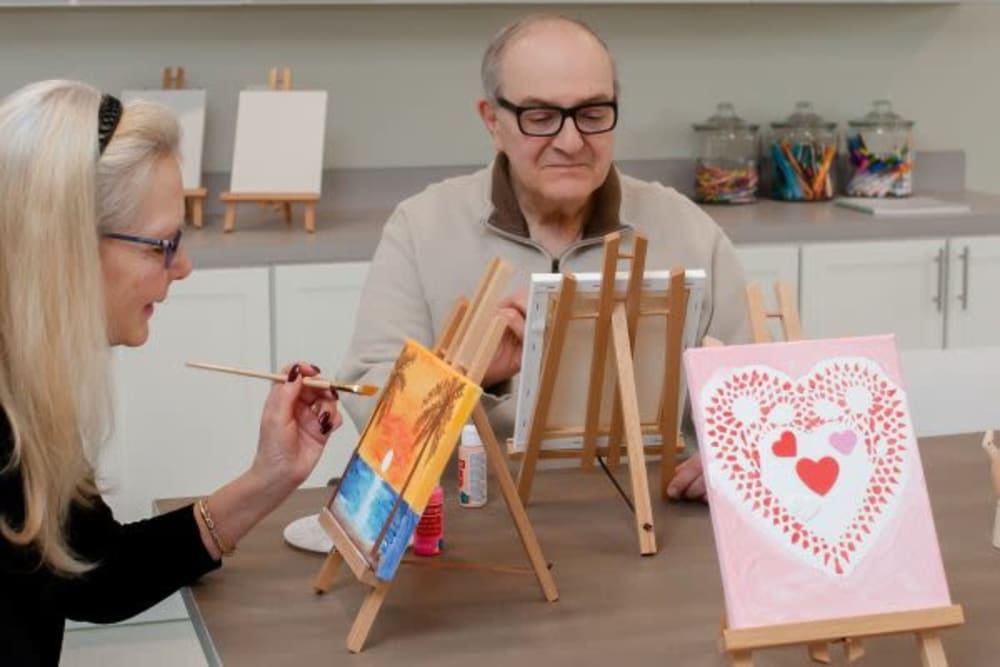Residents painting at The Pinnacle in Plymouth Meeting, Pennsylvania