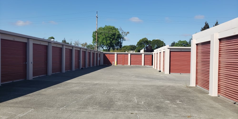 Outdoor storage units at StorQuest Self Storage in Napa, California