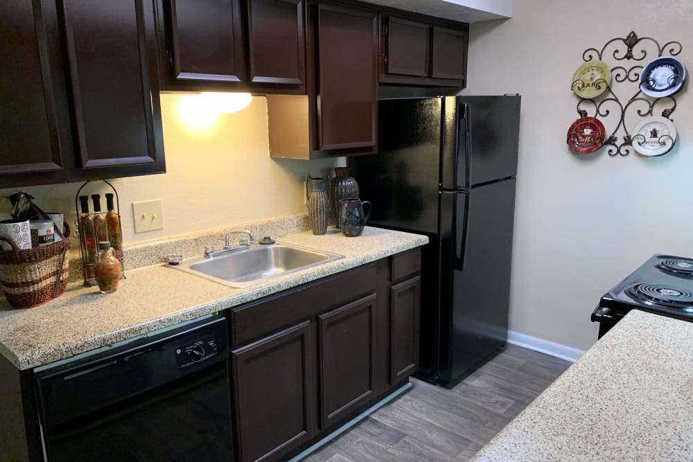 Matching appliances in an apartment kitchen at 1700 Exchange in Norcross, Georgia