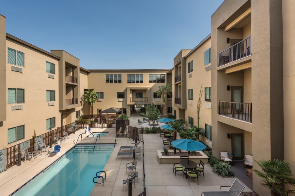Pool area at Carnegie Heights at Henderson in Henderson, Nevada