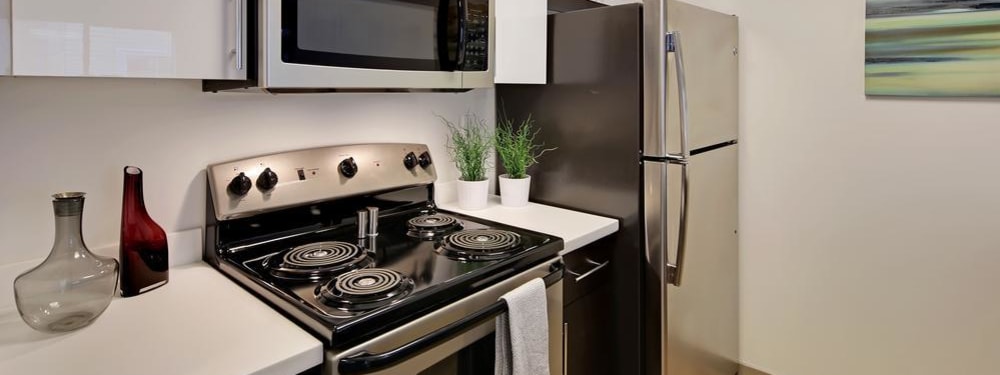A modern kitchen at from Elan 41 Apartments