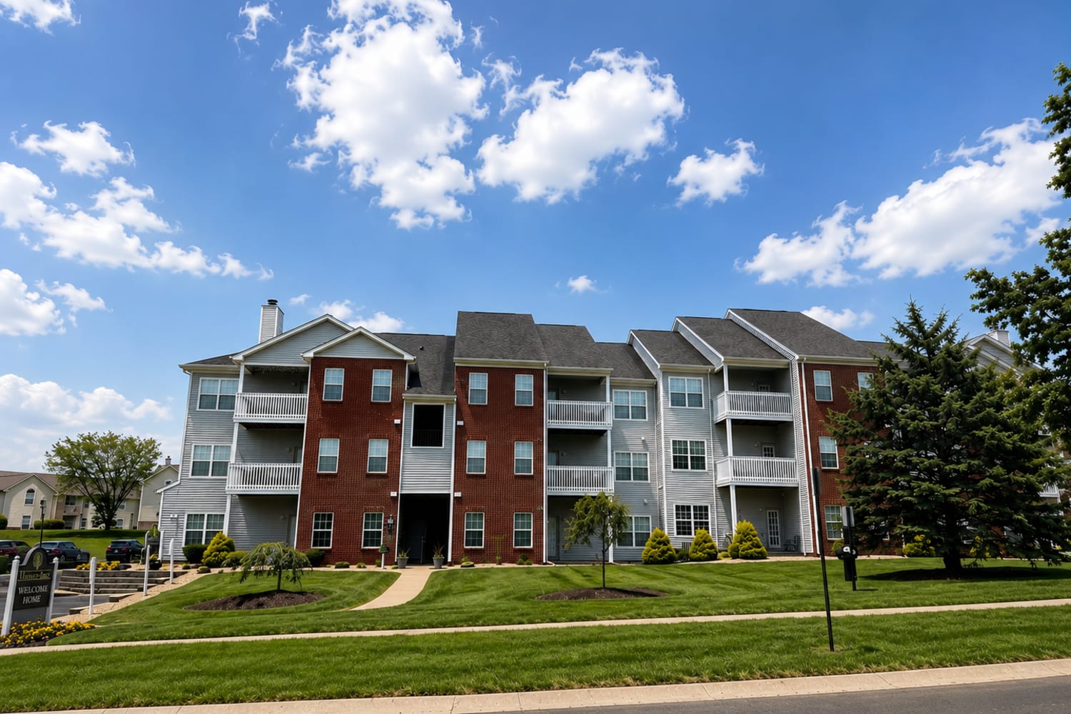 Road leading to Meridian Oaks Apartments in Greenwood, Indiana  