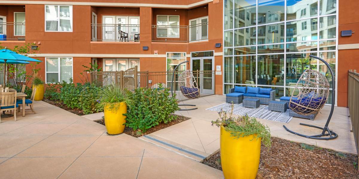 Poolside Lounging Space at Helios in Englewood, Colorado