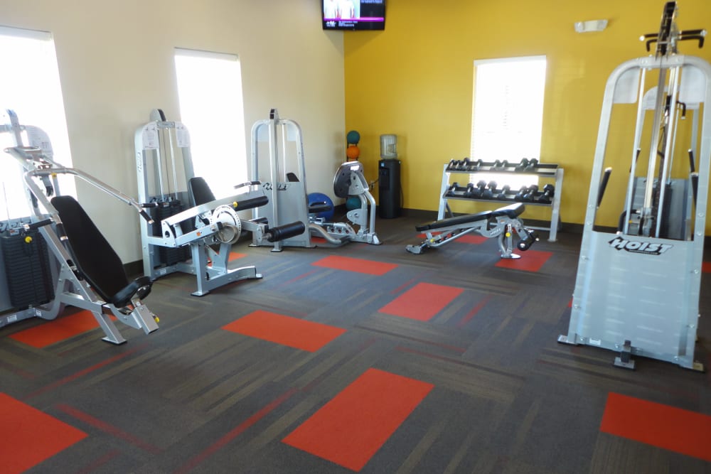 Fully equipped fitness center at Anatole at City View in Lubbock, Texas