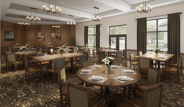 A dining room at Anthology of Novi- Now Open! in Novi, Michigan.