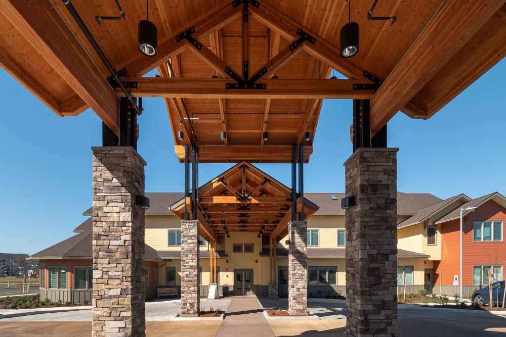 Front door at Pear Valley Senior Living in Central Point, Oregon